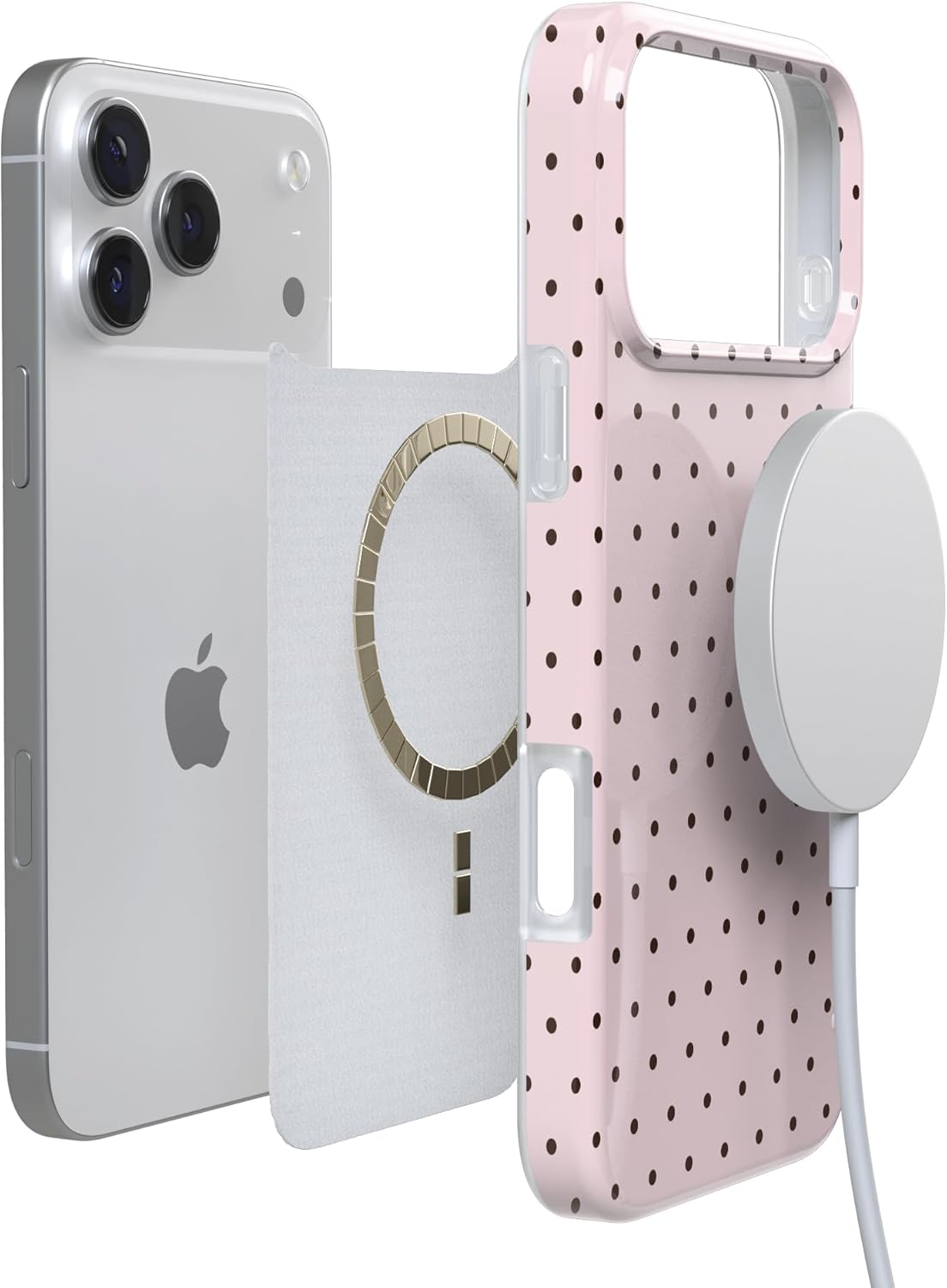 Casely iPhone 17 Pro Max Case | On the Dot | Pink & Brown Polka Dot | Compatible with MagSafe | Classic Ultra Slim Design