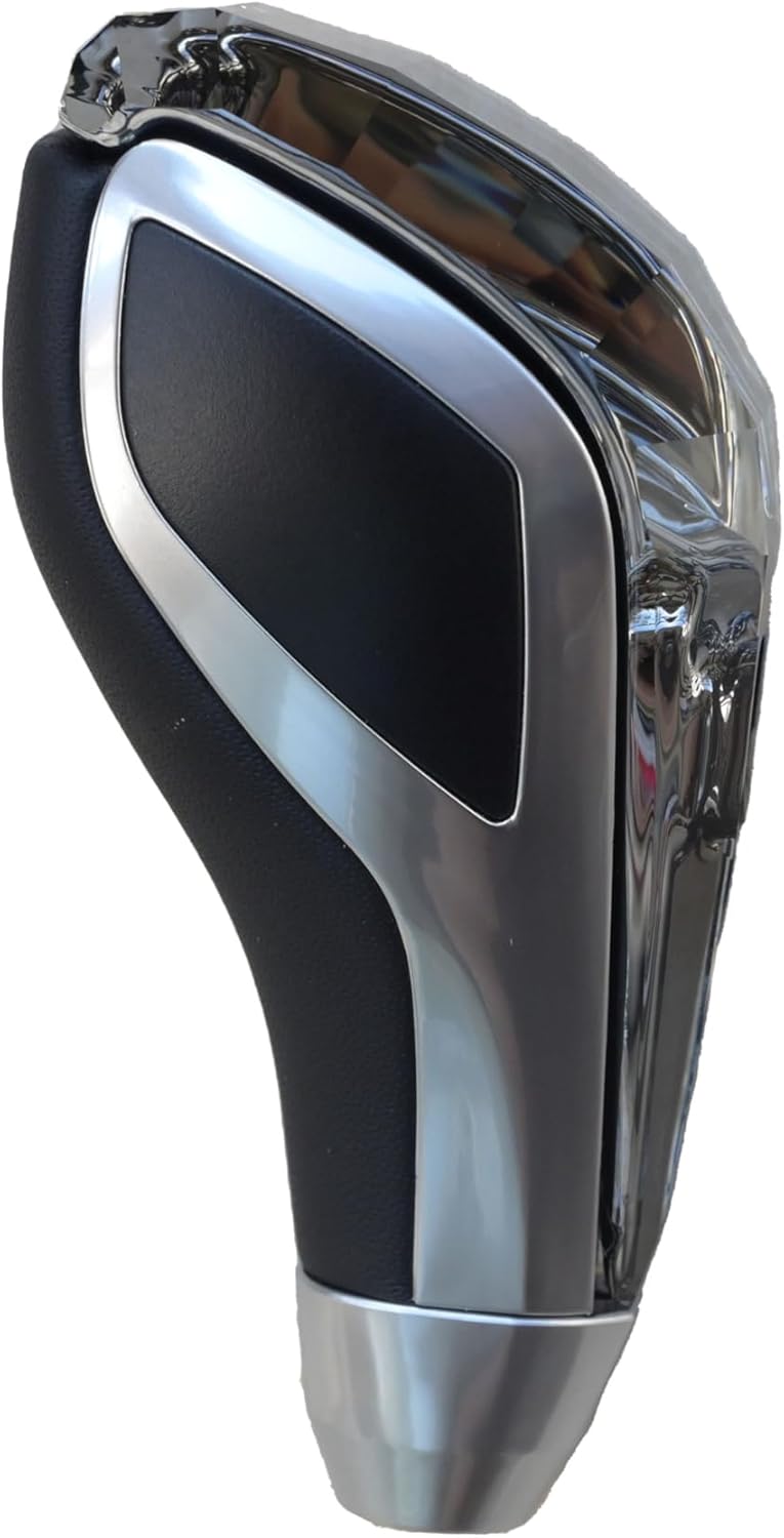 Crystal Car Gear Shift Knob, Black and Silver, Black Chrome, Premium Metal Construction, Modern Design, Universal Fit for M8 M10 M12 Shifter Lever No Unlock Button (No Light)