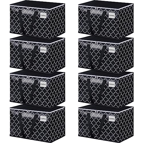 HomeHacks Moving Bags, Heavy Duty Storage Bags, Moving Boxes with Tag Pockets, Zippers & Carrying Handles, Collapsible Storage Totes for Storing, Camping, Packing & Moving Supplies, Black 125L, 8 Pack