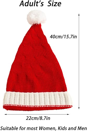 Miniatura 2 de AIYUENCICI Sombrero de Papá Noel para madre y bebé, sombrero de Navidad familiar, sombreros de Navidad para padres e hijos con pompones