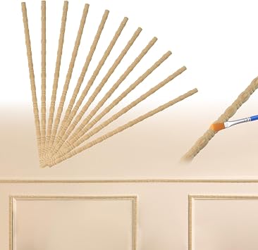 MOROBOR Decorative Wood Trim, 12pcs Unfinished 3D Cute DIY Paintable Moulding Trims Gourd Shaped Self-Adhesive Wall Wooden Trim for Home Wall Cabinet Shelf Window Door Decor/19.29 x 0.43 Inch