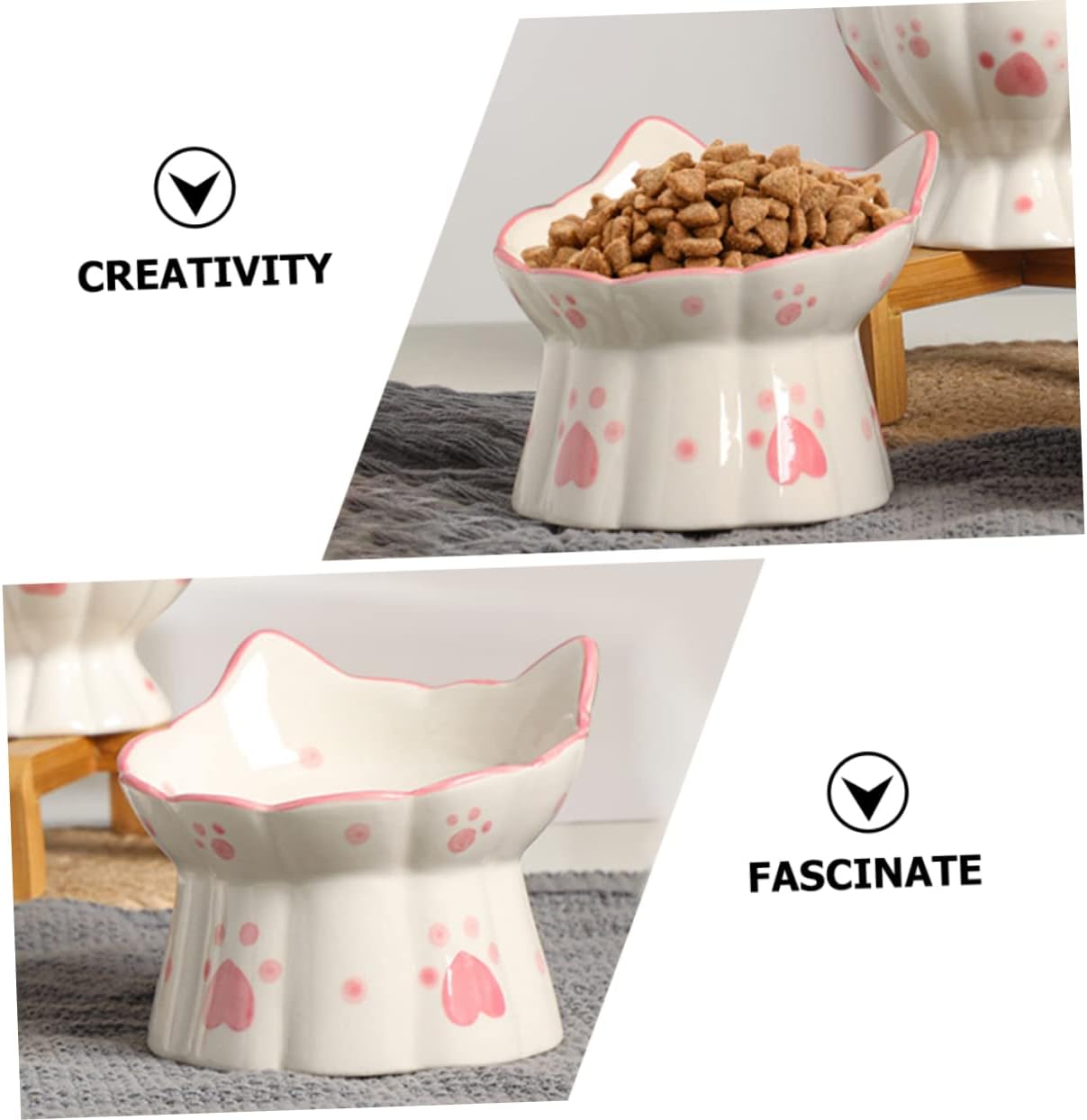 HANABASS Unique Design Cat Food Bowl Elevated Dog Feeder Pet Feeder Stand Non-Slip Bowl