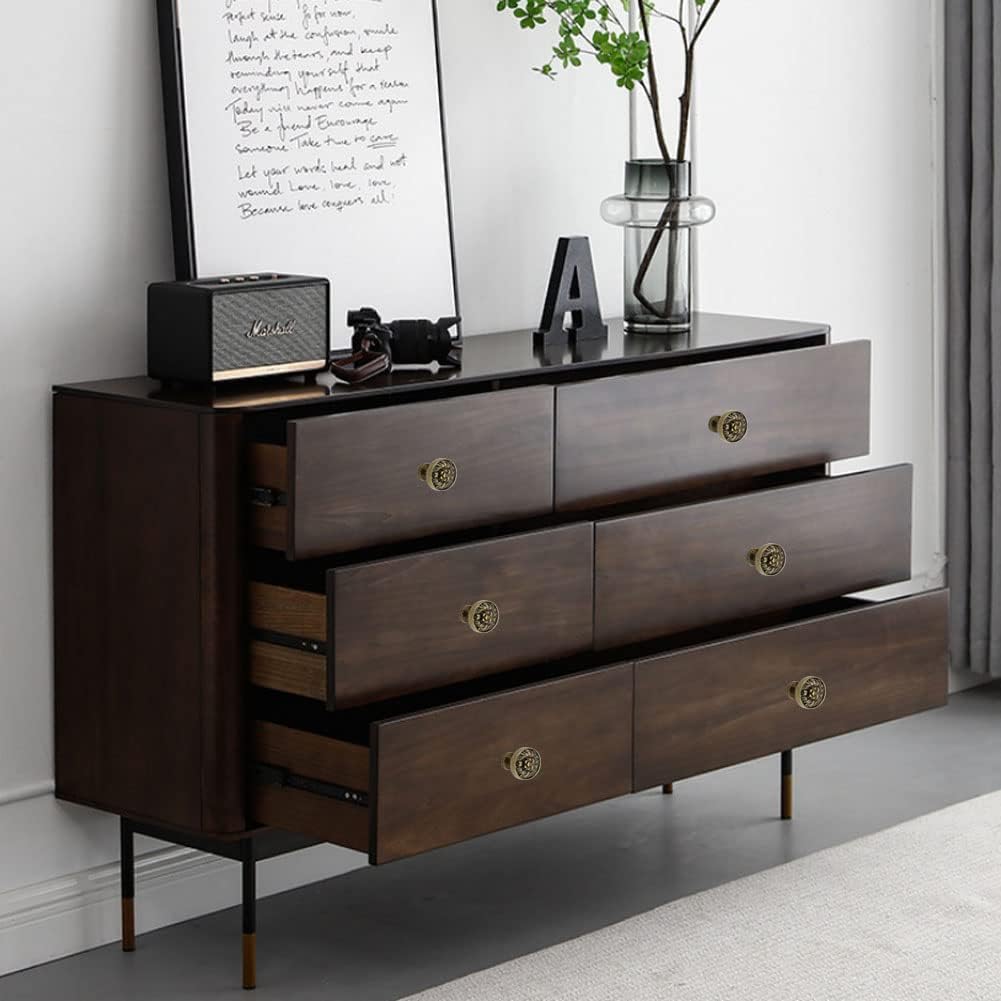 4pcs Knobs Flat Lion Head Knobs for Cabinets and Drawers 1.14in Cabinet Hardware Single Hole Solid Knob for Kitchen, Living Room, Bedroom (Bronze)