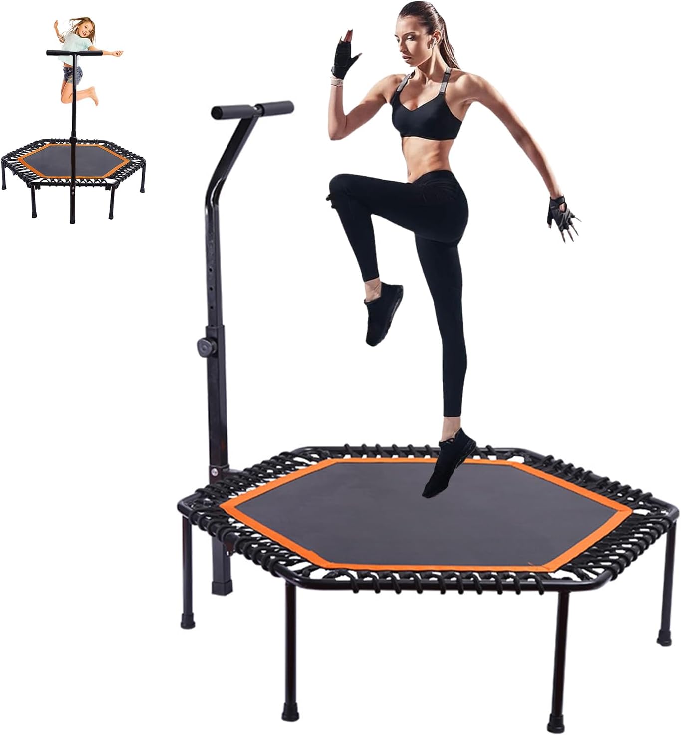 JEMUON Trampolin Fitness Adultos, Brincolin Ejercitador Adulto Portátil