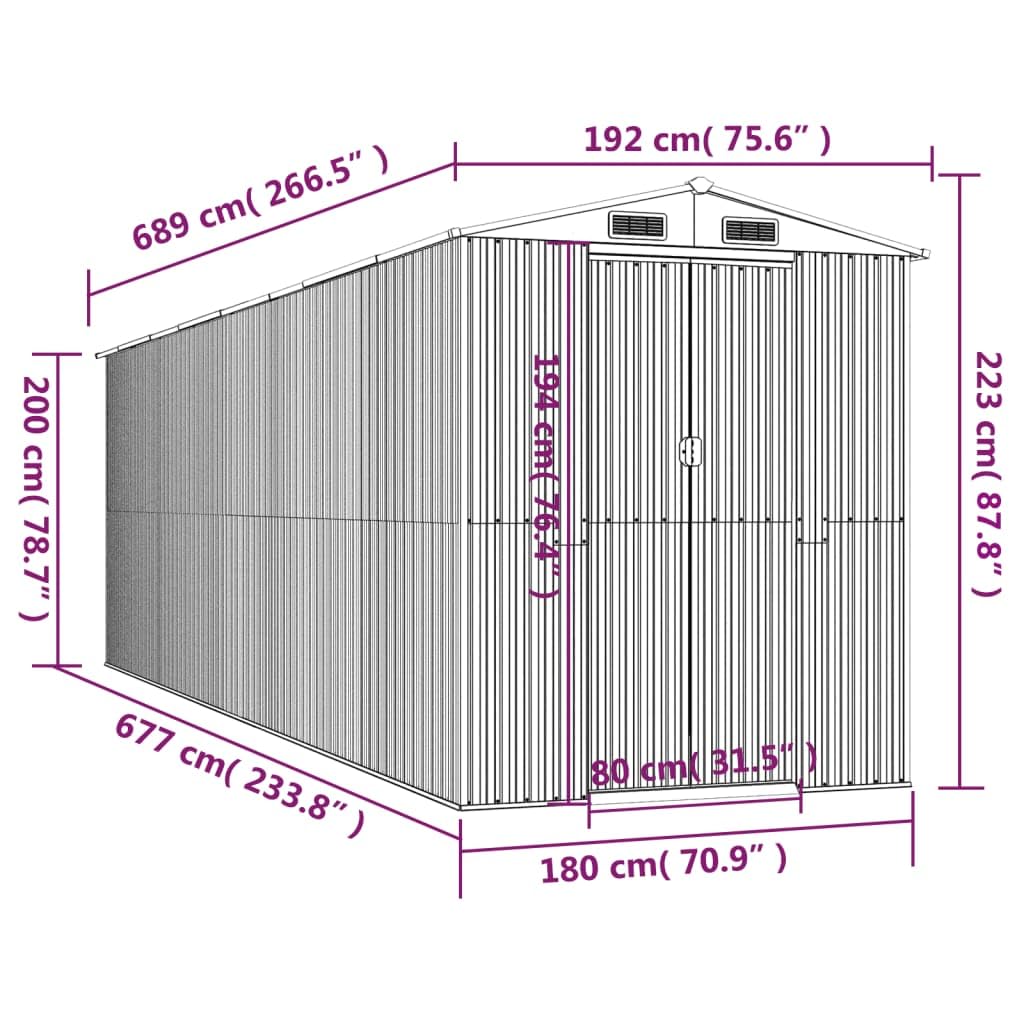 Générique Abri de Jardin Marron foncé 192x689x223 cm Acier galvanisé,Maison & Jardin,Pelouses & Jardins,Vie en extérieur,Structures extérieures,Cabanes & abris de Jardin,3147466