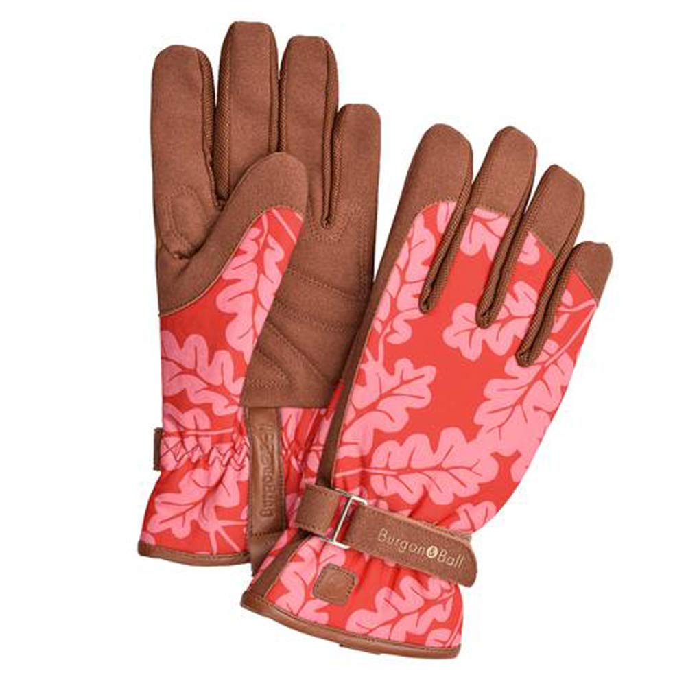 Burgon & Ball Love The Glove Oak Leaf Poppy Ladies Gardening Gloves Size M/L