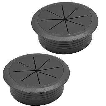 2 Pcs Desk Grommet 2" 50mm, Desk Hole Cover for Cables | Black ABS Plastic Desk Hole Grommet, Cable Grommet for Office Home Table Cable, Detachable & Flexible Cable Cord Organizer