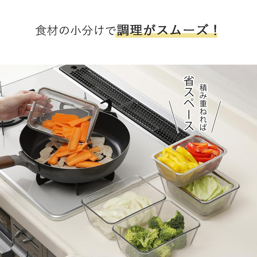 Amazon｜下村企販 積み重ねて省スペースに使える 耐熱 バット ザル 9点