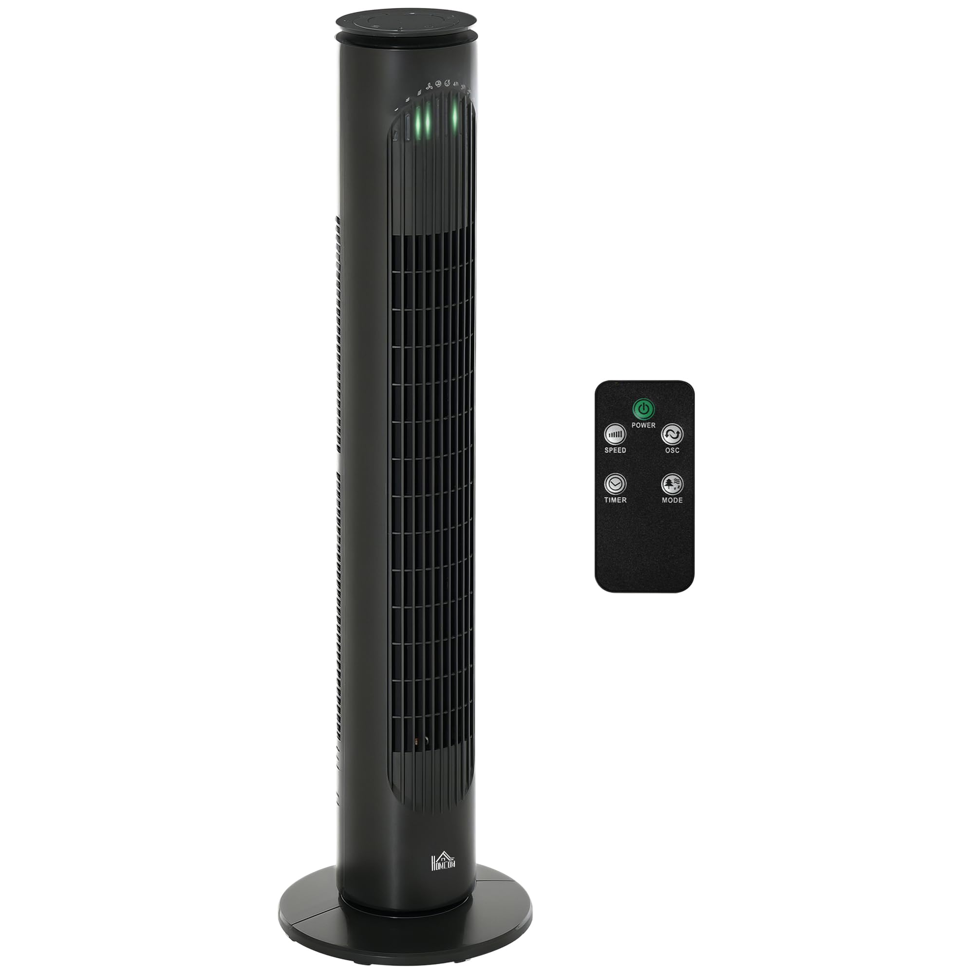 Homcom Black 30 Inch Led Tower Fan 70° Oscillation 3 Speed 3 Mode Remote Controller In