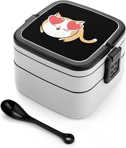 Cute Cat Lunch Box Portable Bento Box Food Container Bento Storage with Removeable Compartments
