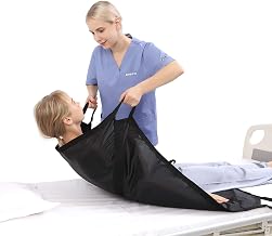Multipurpose 39" x 36" Positioning Bed Pad with Reinforced Handles - Reusable & Washable Patient Sheet for Turning, Lifting & Repositioning - Double-Sided Nylon Fabric, Black