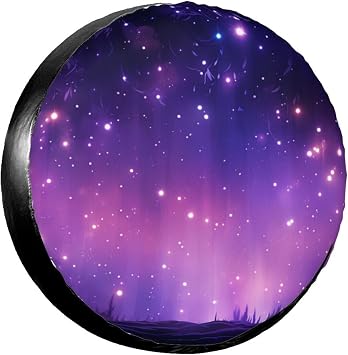 Forest Starry Night Spare Tire Cover Galaxy Star Wheel Protectors for Rv JP SUV Truck, Weatherproof Camper Trailer Tyre Covers 17 Inch