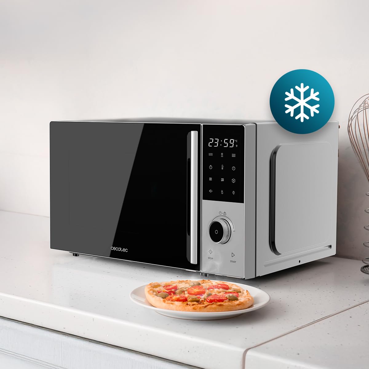Cecotec Microonde Digitale con Grill 25L Proclean 2500. 850W, Grill 1200W, Convezione 2200W, 8 Programmi, 5 Livelli di Potenza, Piatto 315mm, Timer 60m, Sicurezza Bambini, Tattile