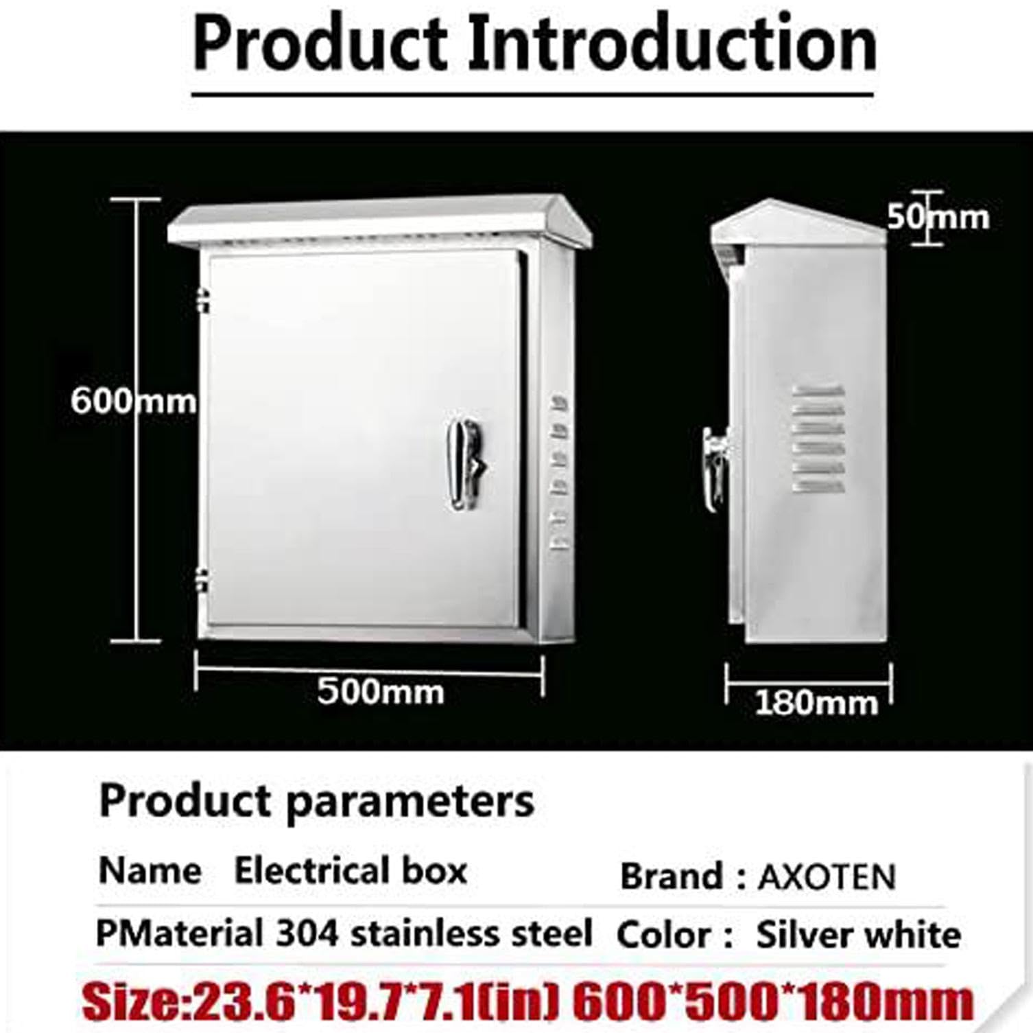 XBTGS Scatola di giunzione elettrica impermeabile in acciaio inossidabile, recinzione a parete per elettronica, piastra di montaggio isolata, 600x500x180mm, scatola di progetto durevole per Sec