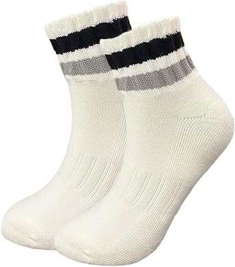 Women Striped Retro Novelty Crew Socks Sporty Thick Cotton Quarter Tube Socks