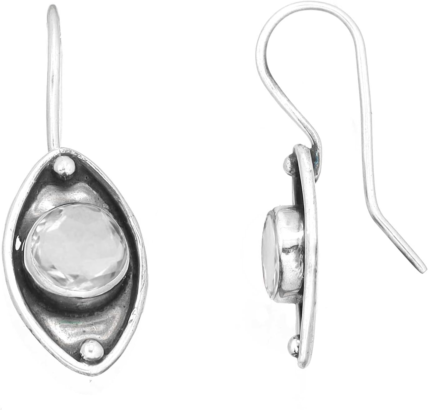 Boho Handmade Jewelry Natural Gemstone Onyx, Pearl, Amethyst, Agate Round Genuine 925 Sterling Silver Drop Dangle Earring For Women