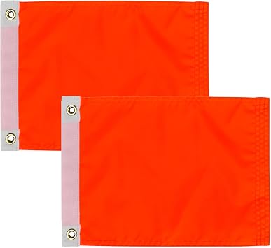 Small Orange Flag 2 Pack 9x12 Inch for UTV ATV, Bright Visible Orange Safety Flag Heavy Duty, Warning Flags for Boats with 2 Brass Grommets