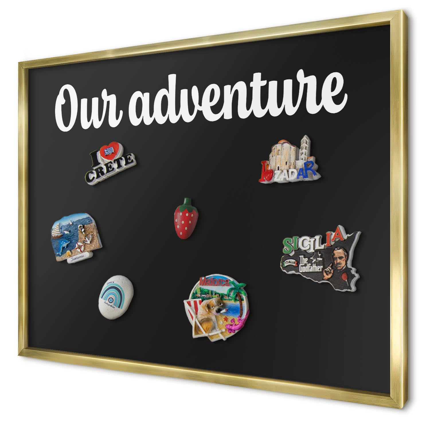 Explorer Magnetic Board 70x50 cm | Gold Frame | Our Adventure