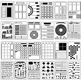 Zonon 24 Pieces Journal Stencil Set Plastic Planner Journaling Stencils Ultimate Productivity DIY Templates to Create Calendars Schedule for A5 Journal Scrapbooking Notebook(Simple Style)