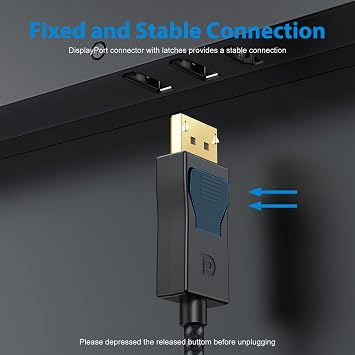 DisplayPort Cable 6ft 2 Pack, DP 1.2 Display Port Cable 6 Feet [4K@60Hz, 2K@100Hz, 1080P@240Hz] Cord for Monitor Laptop Compatible with Sceptre Dell Acer AOC LG and More
