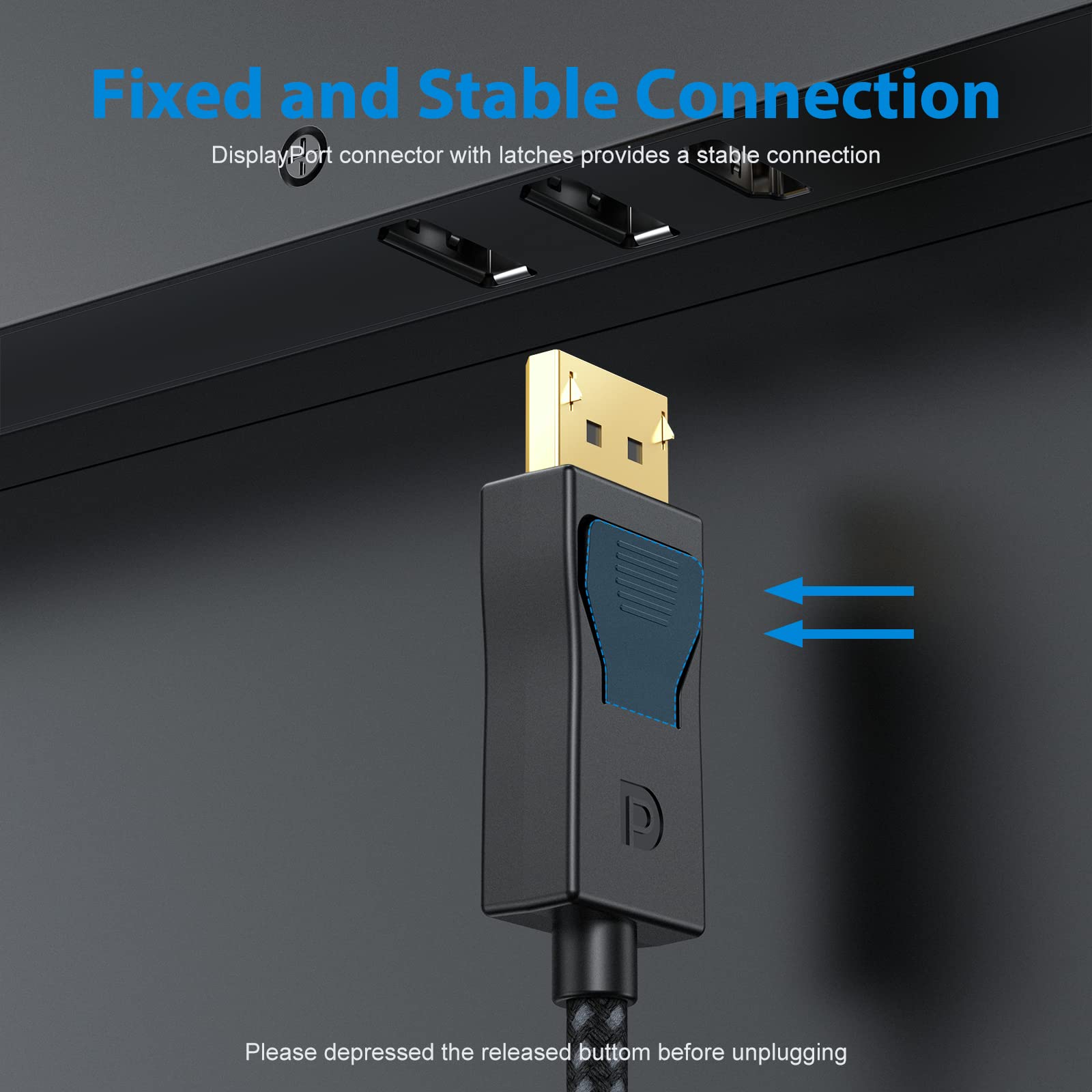 Cavo DisplayPort da 3 m, cavo DisplayPort DP 1.2 [4K a 60Hz, 2K a 165Hz, 2K a 144Hz] Cavo ad alta velocità per monitor compatibile con Lenovo, Dell, HP, ASUS, confezione da 2
