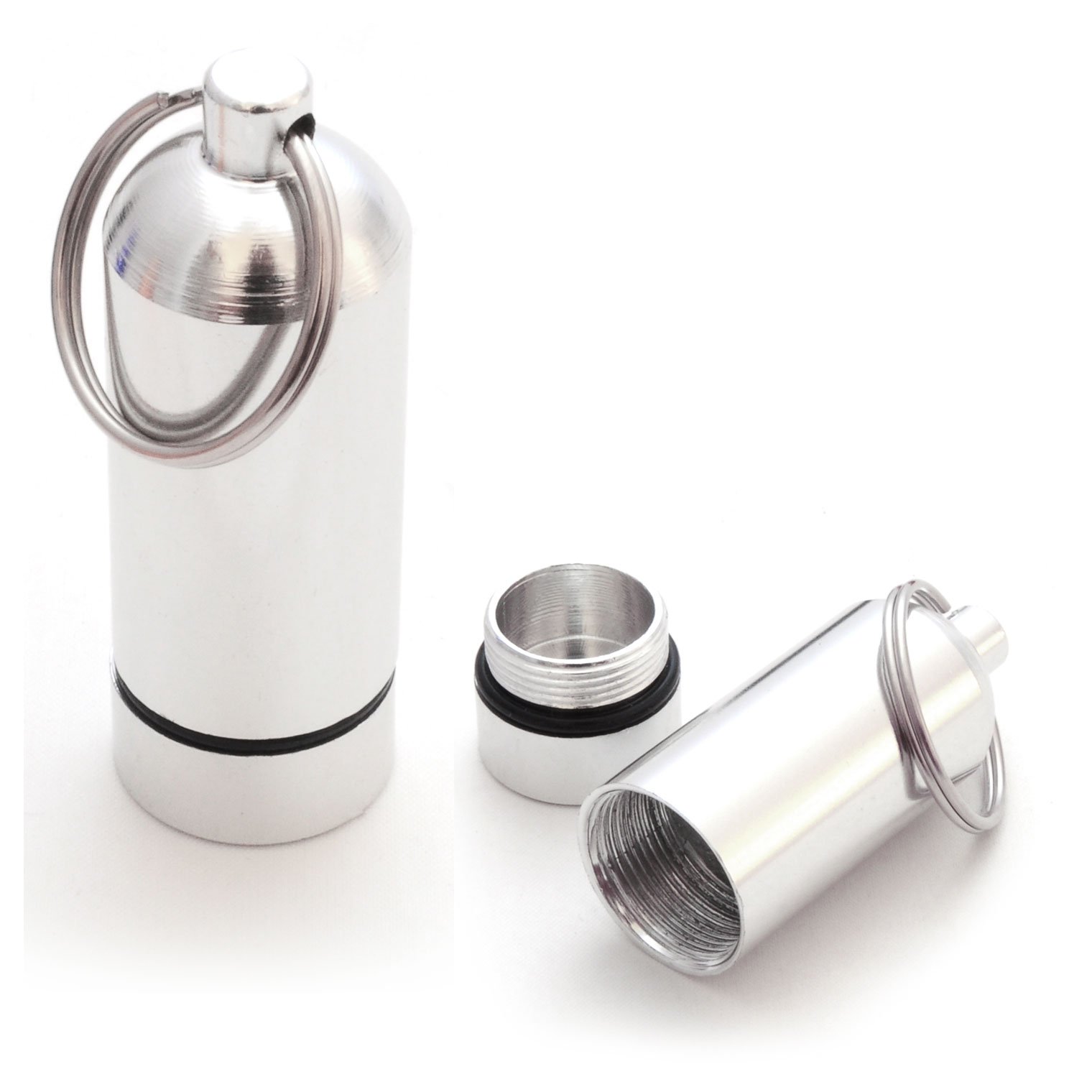 Ganzoo mini capsula portapillole impermeabile portachiavi in alluminio anodizzato verde, chiusura a vite con guarnizione in gomma, h 45 mm, per pillole e piccoli oggetti