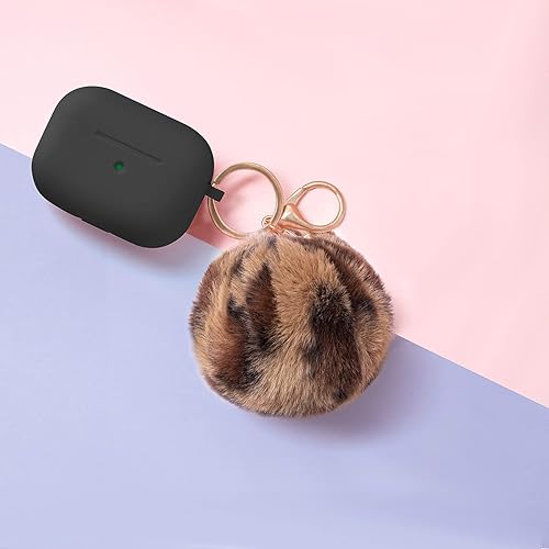 Miniatura 5 de TILLCASE Funda protectora de silicona para Airpods Pro con pompón en forma de bola soporta carga inalámbrica con llavero LED frontal visible (funda