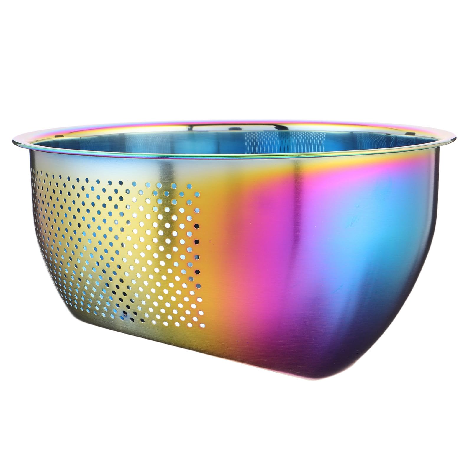 Colador Enjuagador de Arroz de Acero Inoxidable 304, Fondo Inclinado | Gran Capacidad, Drenaje y Limpieza Sencilla, Acabado Iridiscente Elegante para Cocina