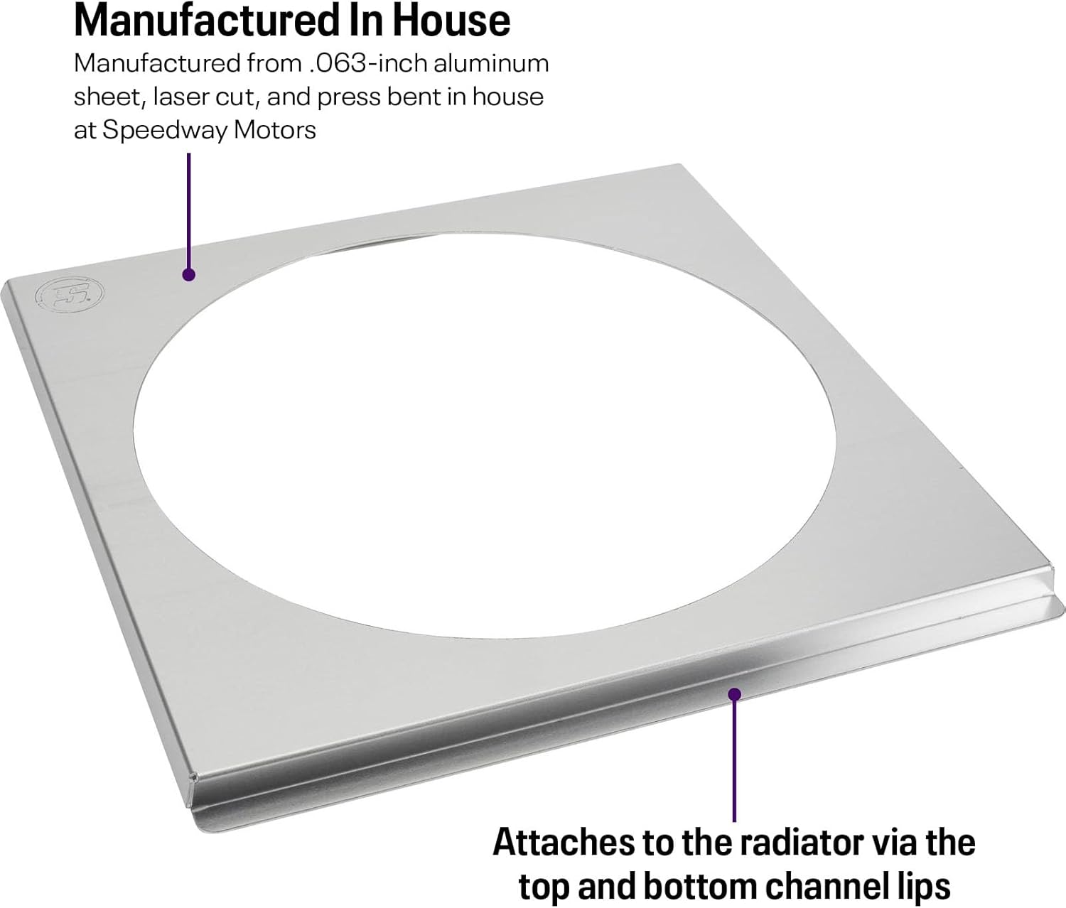 Aluminum Fan Shroud For Speedway Motors Radiators, Single Fan, 31