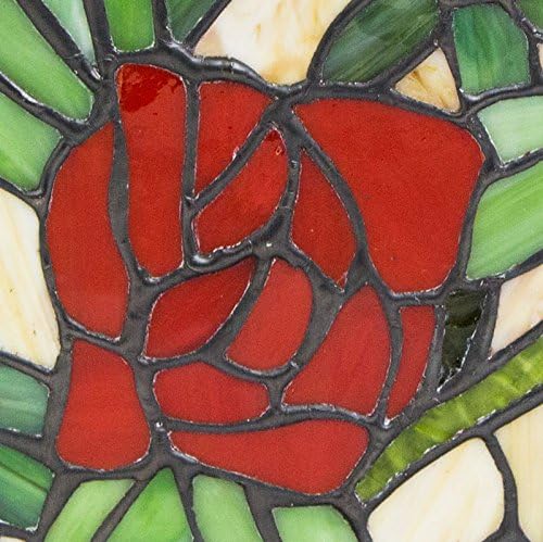Rose Stained Glass Memorial Urn for Adults - Large - Holds Up to 200 Cubic Inches of Ashes - Red Cremation Urn for Ashes