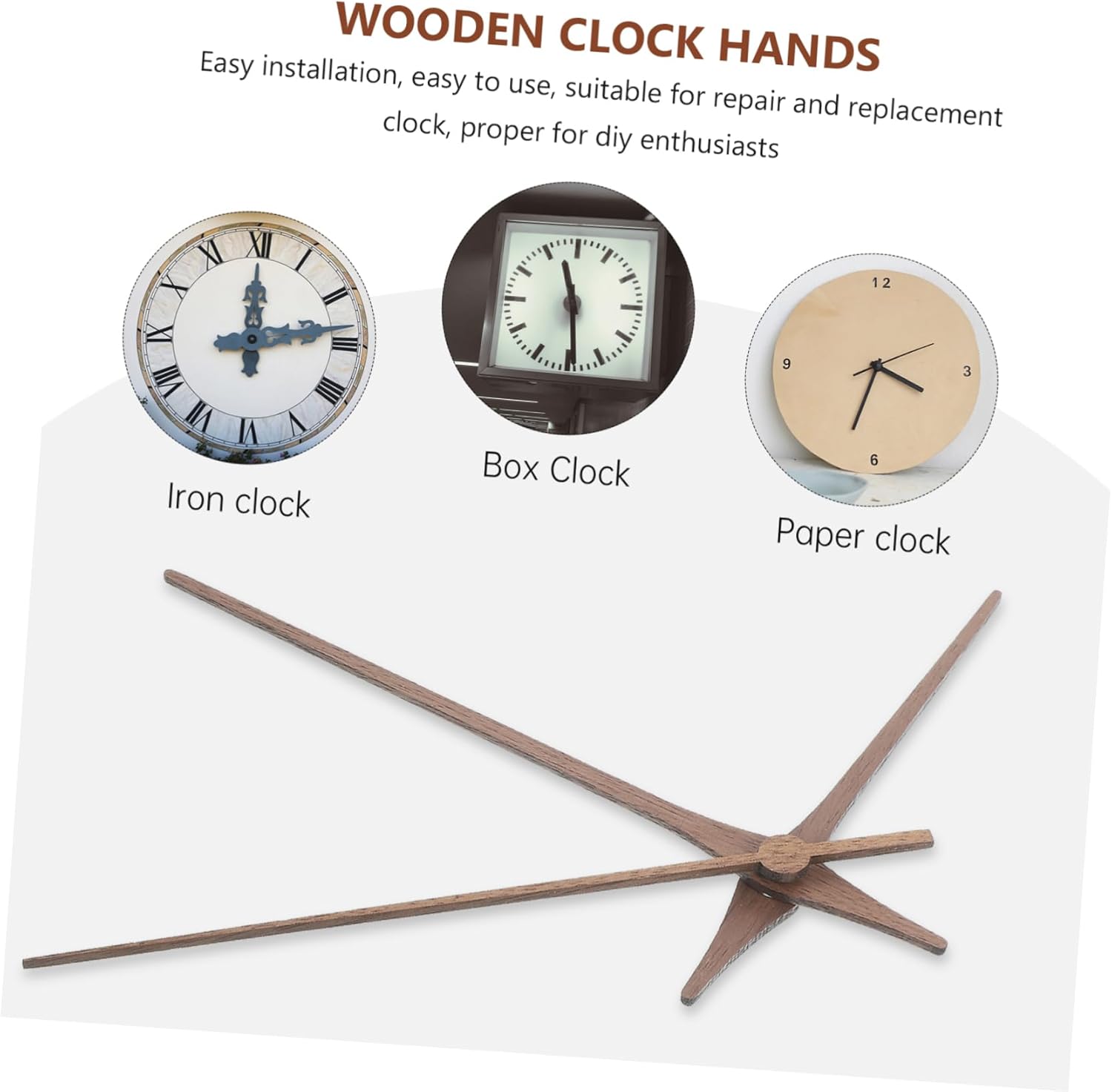 Lurrose 25 Sets Large Clock Hands Wooden Replacement Parts for Wall Clocks DIY Decor Hanging Repair