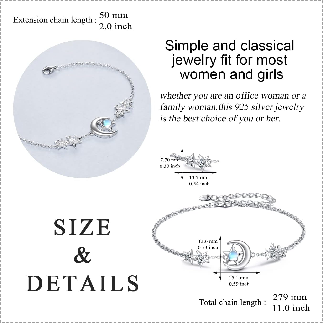 YAFEINI Ankle Bracelets for Women Sterling Silver Mermaid Turtle Ladybug Butterfly Moon Star Pineapple Anklet Link Chain Anklets Jewelry Gifts for Women - Image 3