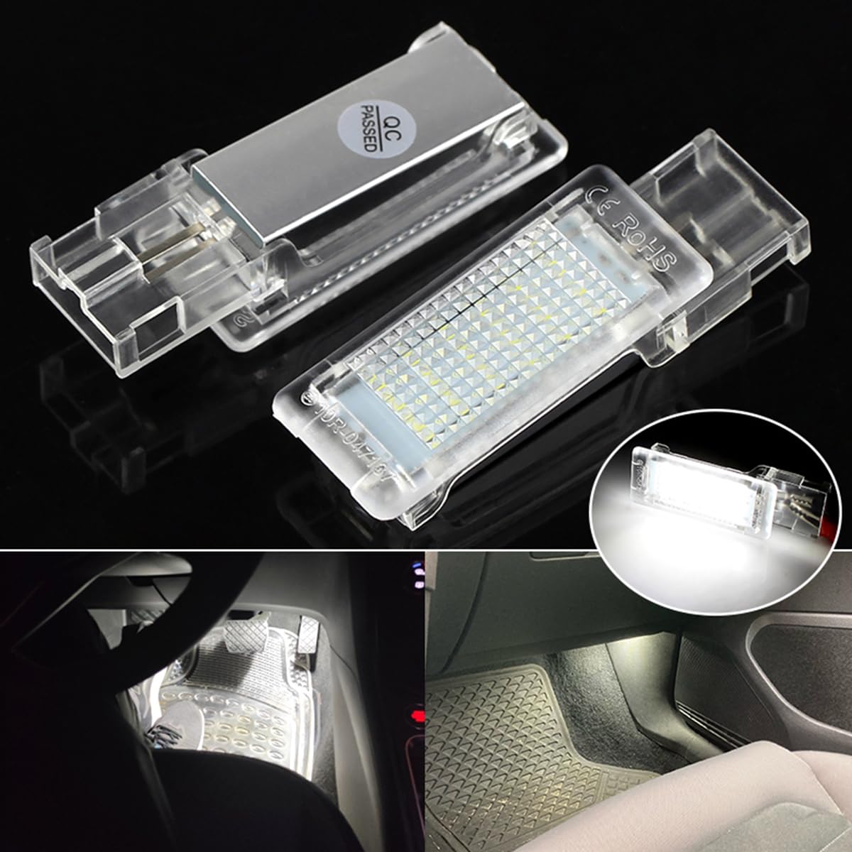 Luz LED para reposapiés, guantera para compartimento de equipaje, lámparas para S/koda Superb Rapid para V/W P/assat B6 B7 G/olf 5 6 Caddy S/eat A/teca, 2 uds.