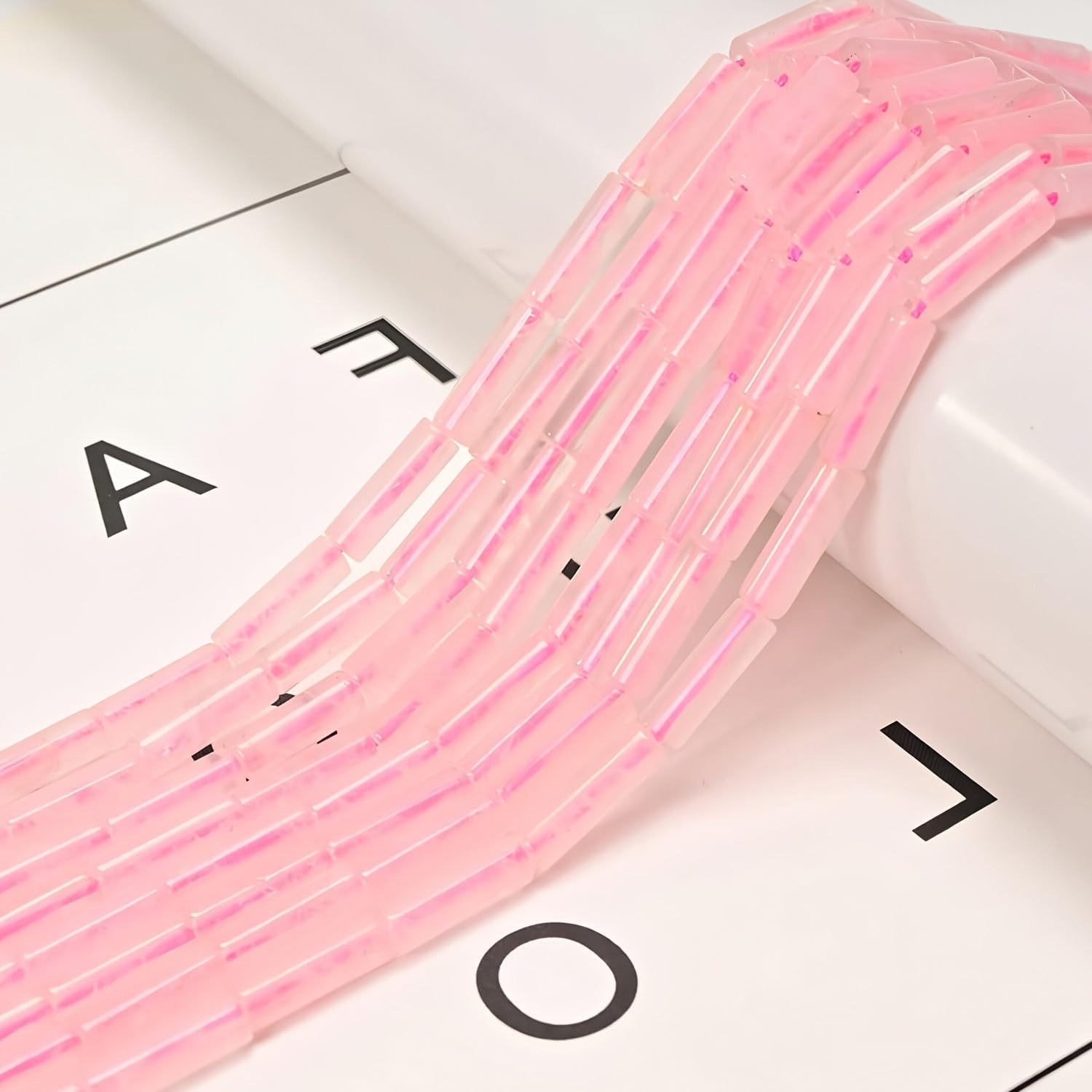 HAAMIIQII Natural Pink Rose Quartz Tube Beads 13x4mm Column Crystal Cylinder Gemstone Loose Beads for Jewelry Making Strand 15 Inch (28-29pcs) - Image 4