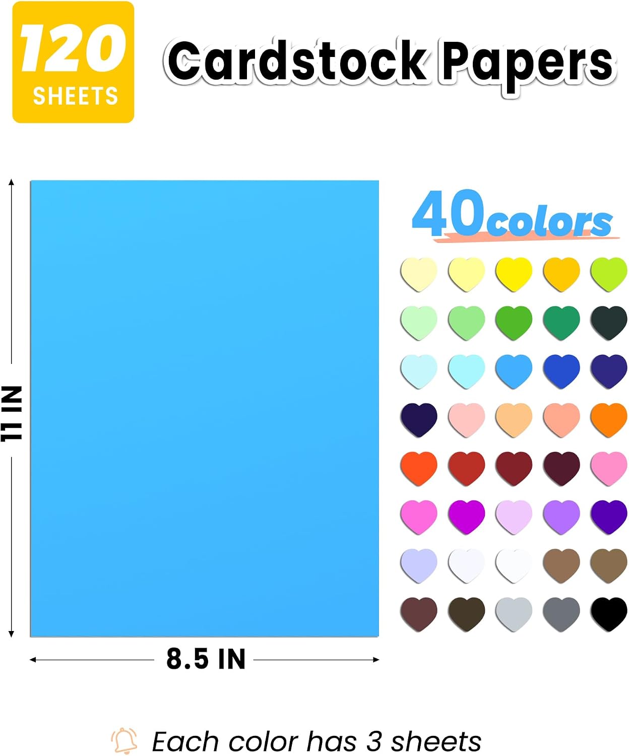 120 Sheets Colored Cardstock, 8.5" X 11", 40 Colors Card Stock Paper thumbnail
