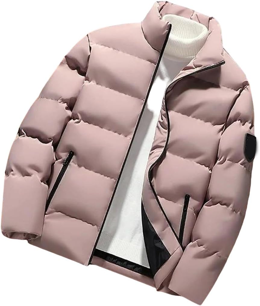 Mens Parkas Down Coat Winter Thicken Stand Collar Zipper Male Outerwear Long Sleeve Casual Versatile Jacket