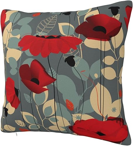 Miniatura 2 de YIPOCH Fundas de almohada de flores de amapola de 20 x 20 pulgadas, fundas de cojín decorativas para sofá, fundas de almohada para cojines de sala,