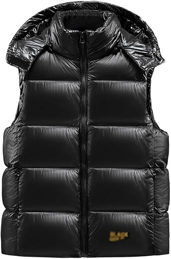 XYGJZ Mens Quilted Winter Padded Sleeveless Jackets Outdoor Warm Puffer Vest with Detachable Hood