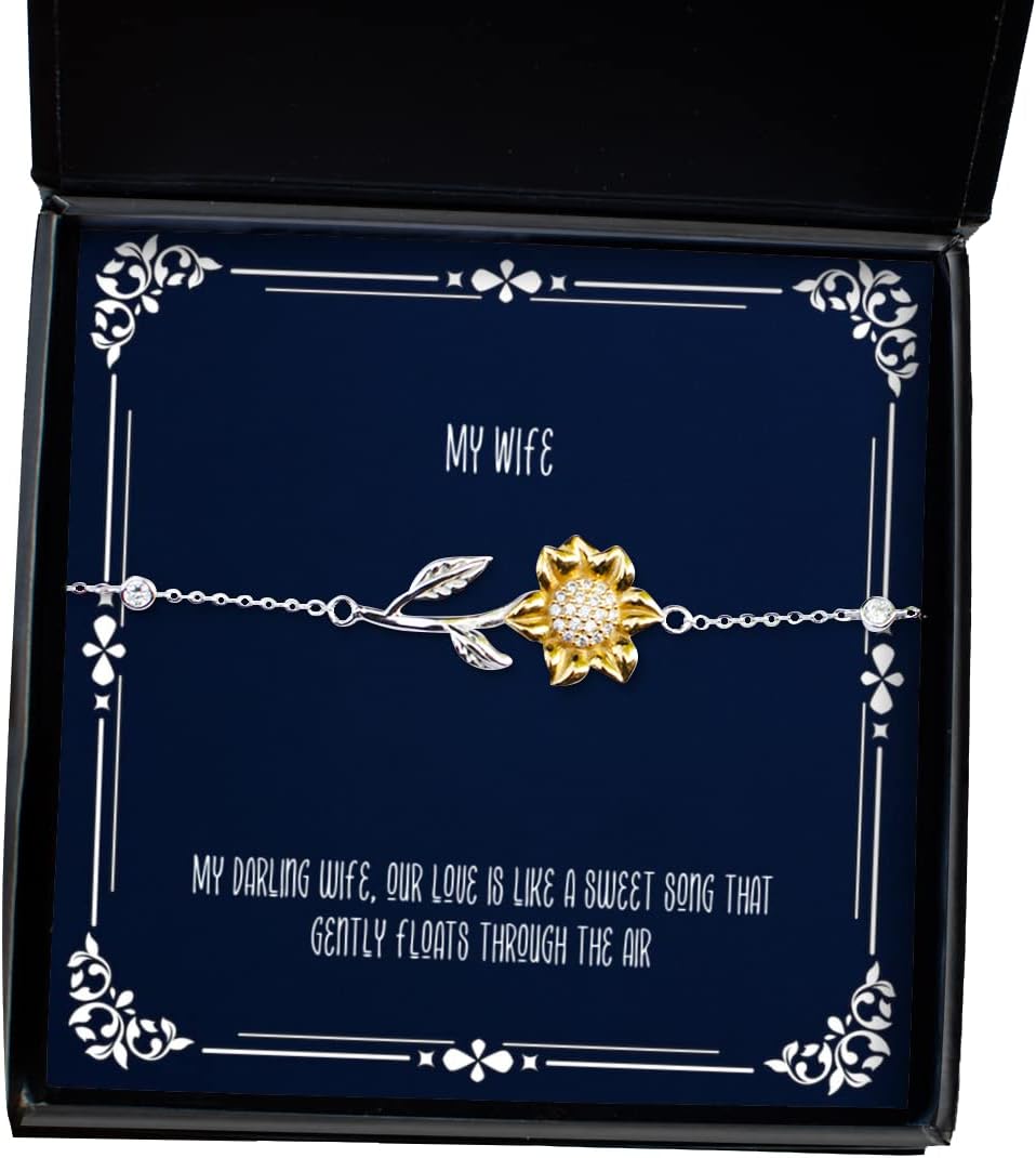 Krumfortable Living Inappropriate Wife Sunflower Bracelet, My Darling Wife, Our Love is Like a Sweet Song that, Inappropriate for Wife, Christmas