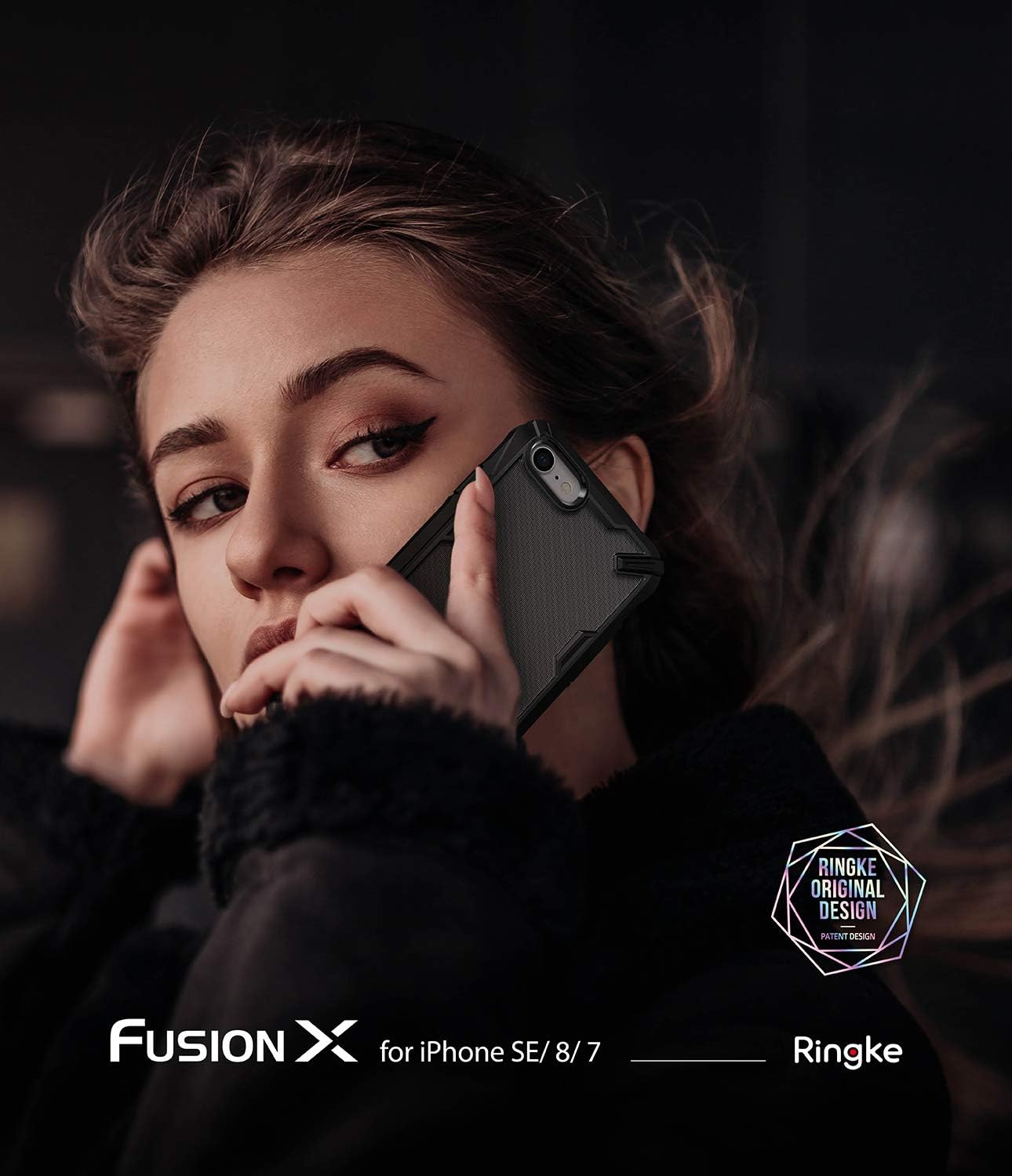 Ringke Fusion X Case Designed for iPhone 7/8 / SE 2020 (4.7-Inch) - Carbonfiber Black