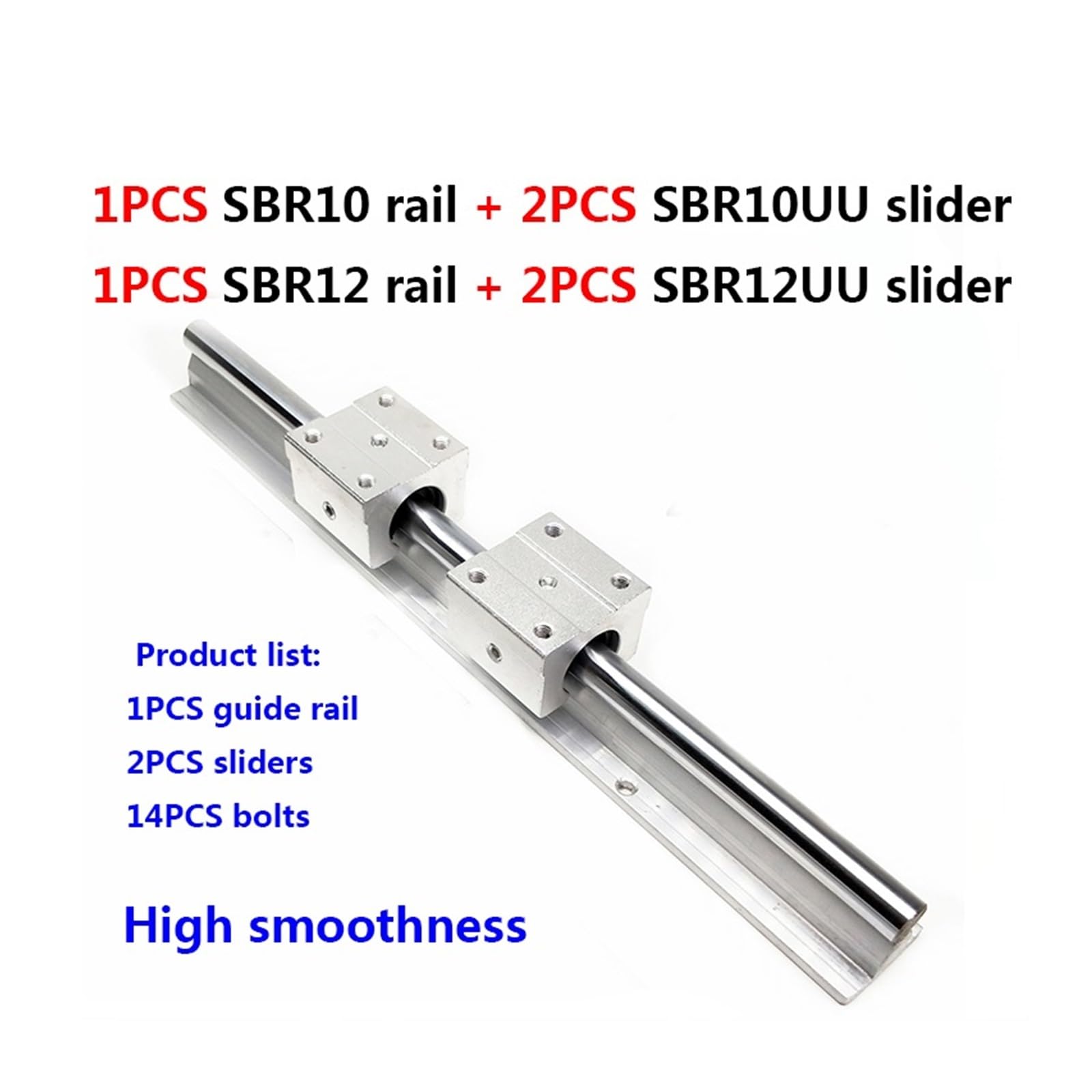 SSIMOO Rail linéaire SBR SBR10 SBR12 Longueur 200-1000mm 1set: 1 PCS Linear Guide SBR10 Ou SBR12 + 2 PCS SBR10UU Ou SBR12UU Blocs for CNC Kindly (Color : SBR12UU, Size : 550mm)