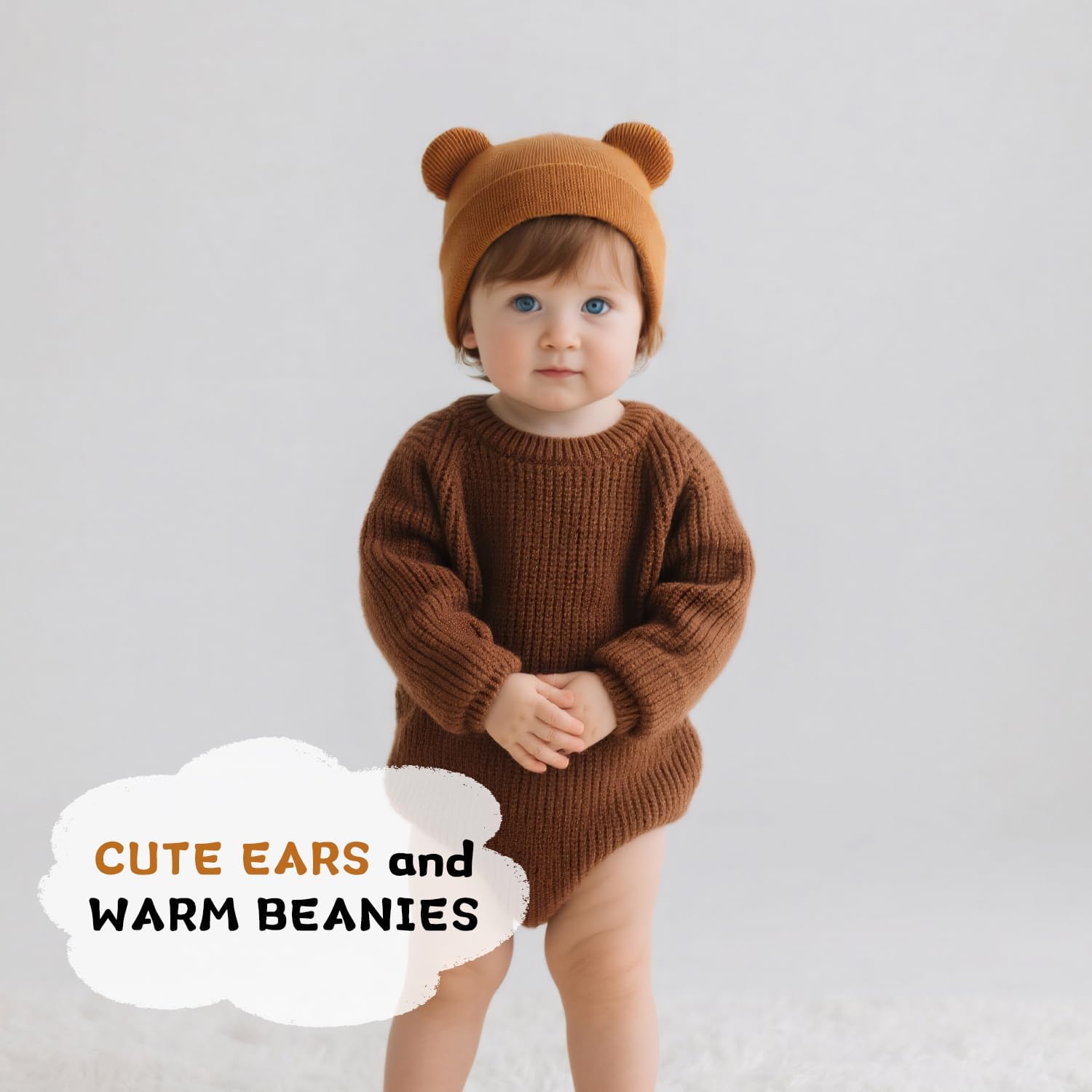 Baby Winter Beanie Hat,Kids Cute Bear Ears Soft Knit Beanie for Infant Boys Girl Warm Winter Hat Caps