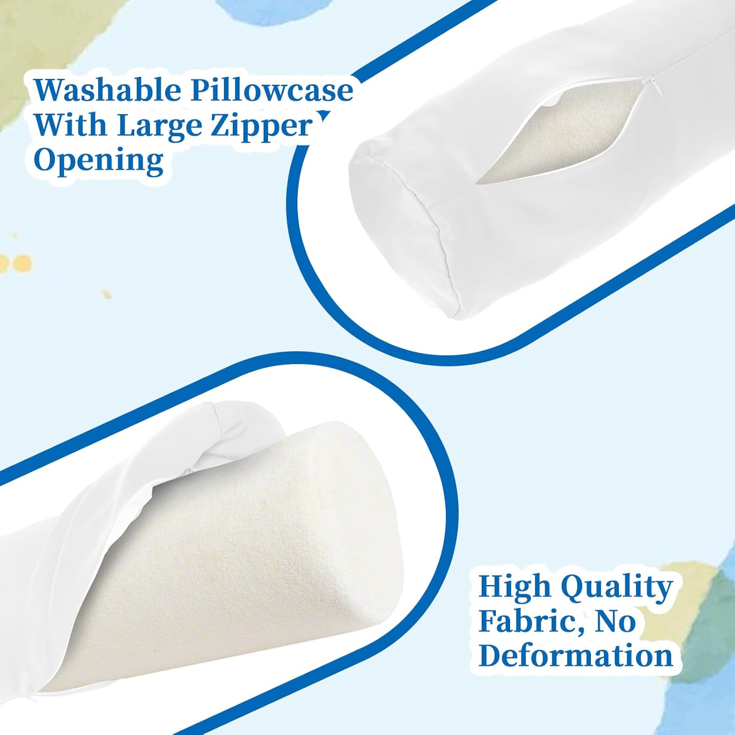2 Pcs White Neck Bolster Pillow Covers Round Necks Pillowcase Silk Satin Neck Roll Pillowcases Neck Roll Pillow Cover with Zipper Breathable Silky Pillowcases Cylindrical Pillows Cushion (18 x 6 inch) - Image 3