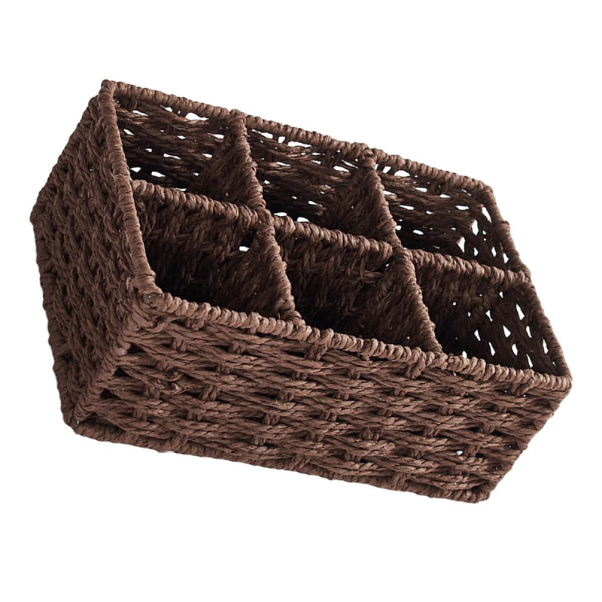 Panier de rangement tissé en fer à 6 compartiments pour bureau