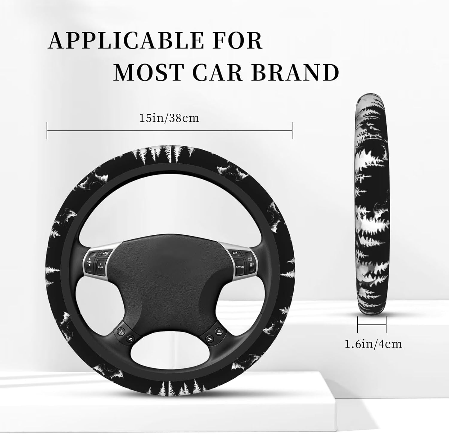 Cute Bat Goth License Plate Frames, Stainless Steel Cute License Plate Holders Covers with Gothic Wing Mirror Cover Screws Fasteners Caps for Women Man