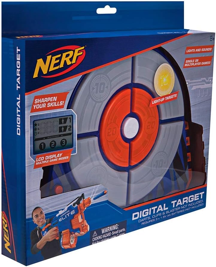 Nerf Elite Strike and Score Digital Target - Target Board with Lights, Sounds, and Adjustable Stand