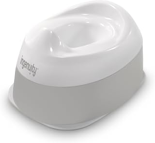 Ingenuity Ready Set Go Potty Training Toilet for Toddlers 18M+, Removable Bowl, Non-Slip Base, Wide Stable Design, White Grey