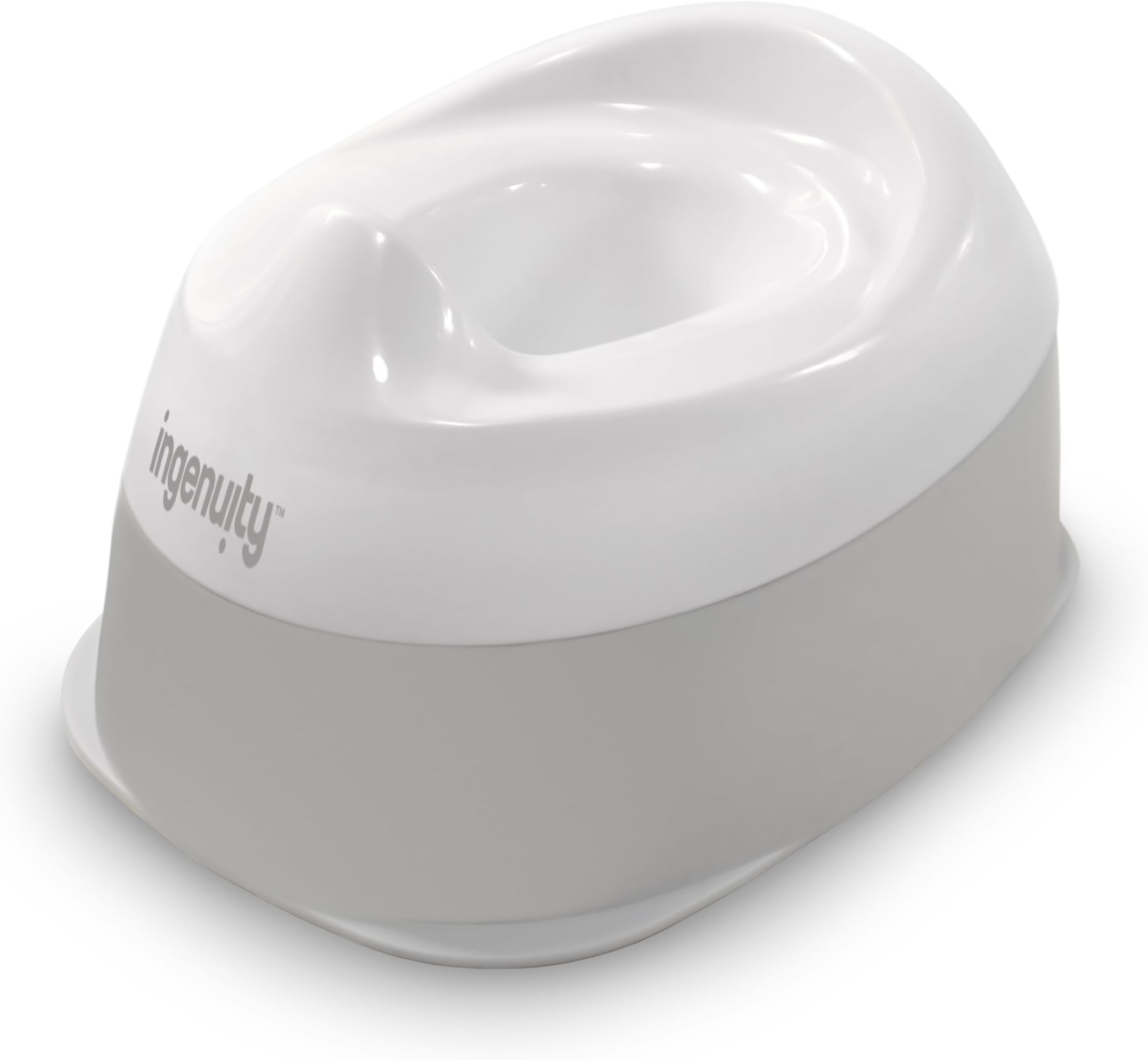 Ingenuity Ready Set Go Potty, Removable Bowl, Non-Skid Bottom, Wide Stable Base, Age 18 Months & Up, White & Grey