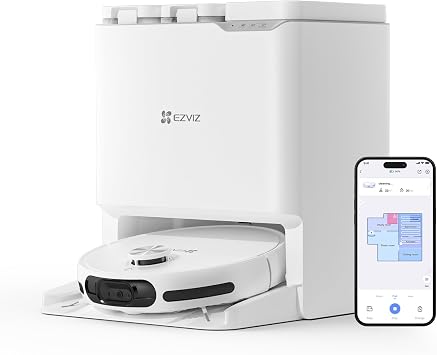 Ezviz RS20 Pro Robot S p rge, Hepsi Bir Arada, S cak Su ile Paspas Y kama, S cak Hava ile Paspas Kurutma, Otomatik Toz Bo altma, Yapay Zeka ile Engellerden Ka nma, Hal  Alg lama