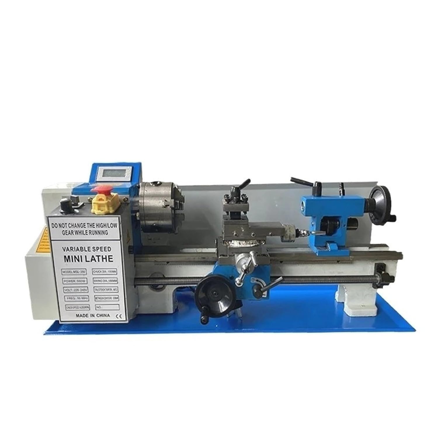 WM210 Semi-Automatic Metal Small Lathe Length 300-800mm Automatic Tapping Chuck Lathe Machine Tool Travel 1100W